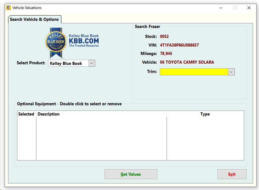 Vehicles > V9 Vehicle Valuations > Kelley Blue Book