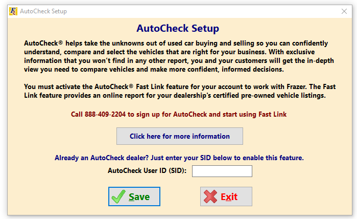 Autocheck Setup