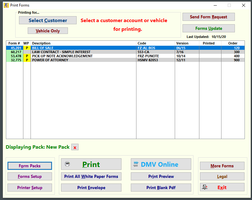 Forms List Form Pack