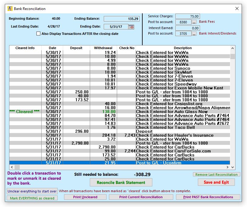 account reconciliation